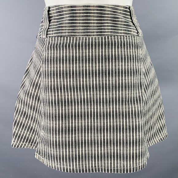 DIESEL Size 25 Black Grey Cotton Stripe Zip Fly Mini Skirt - Picture 2 of 7